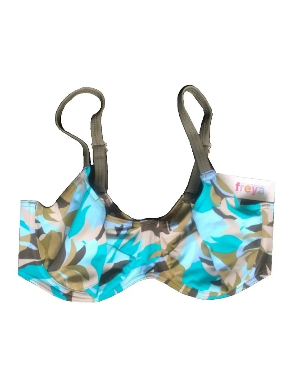NWT Size 38E Freya 9798JU Jungle Print Bikini Top in Panama Cooler Aqua Camo